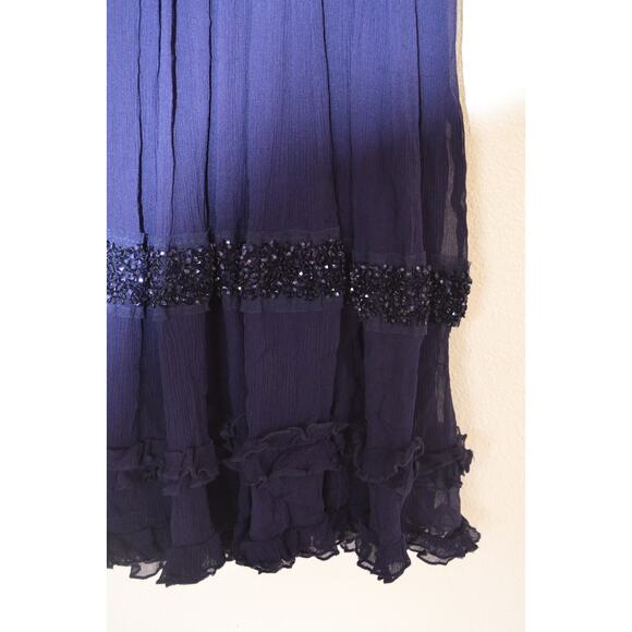 Y2K Silk Beaded Babydoll Dress Ruffle Hem Size Small - Picture 5 of 8